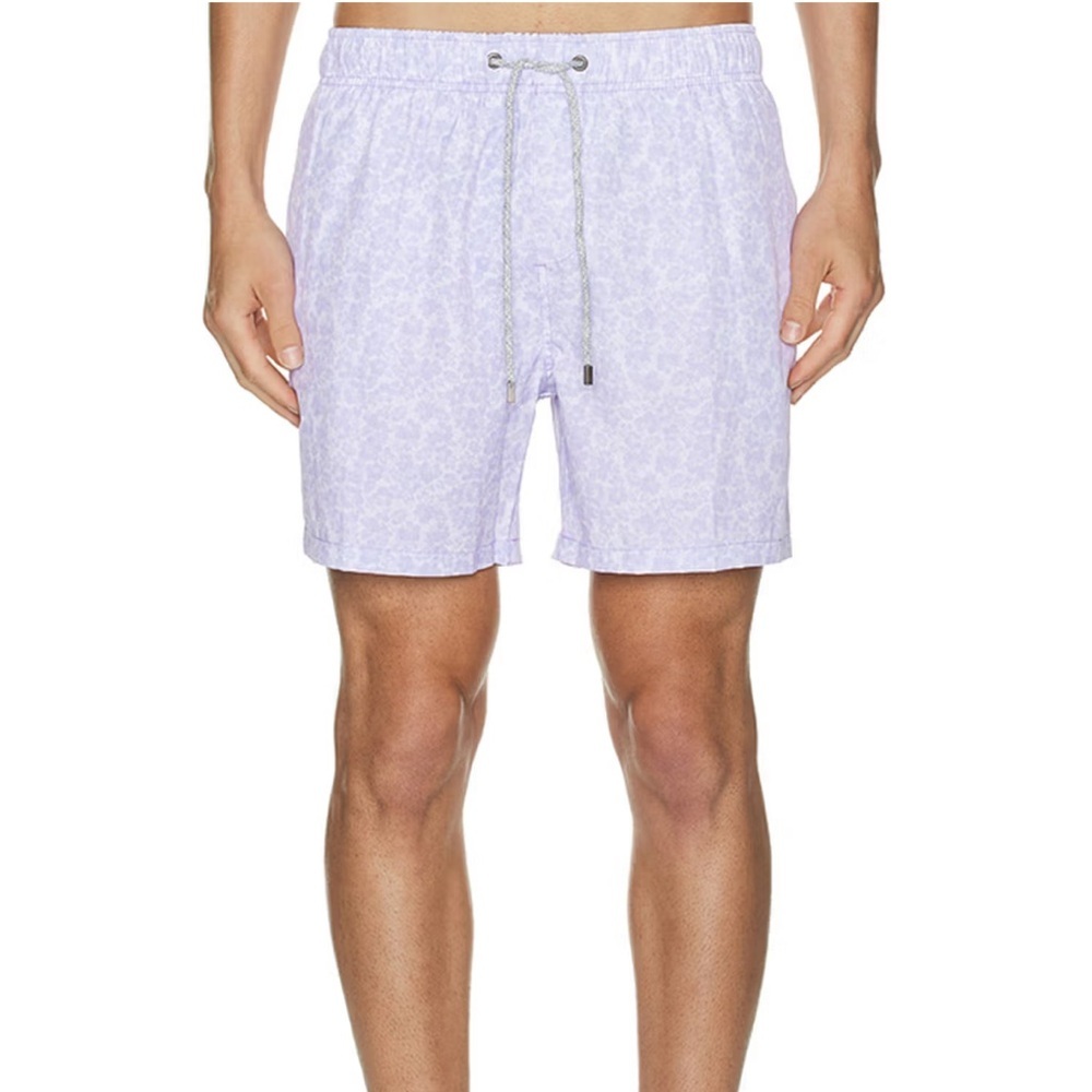 Vintage Summer Lilac Floral 4 Way Stretch Volleys Swim Shorts Size L NWT